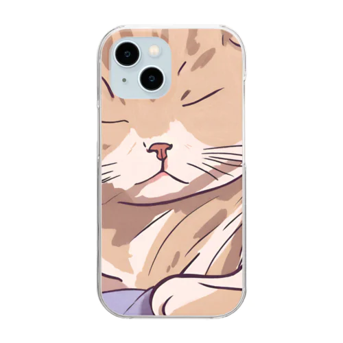 お昼寝中の猫 Clear Smartphone Case