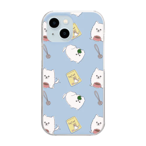 白ぽめちゃんのパターンイラスト Clear Smartphone Case