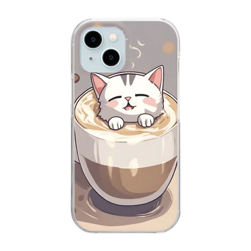 至福のカプチーノ猫🐈 Clear Smartphone Case