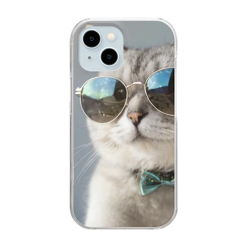 乾杯キャットくん Clear Smartphone Case