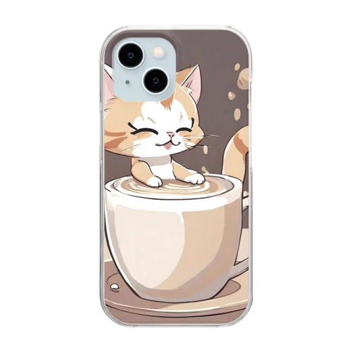 のほほんカプチーノ猫🐱 Clear Smartphone Case