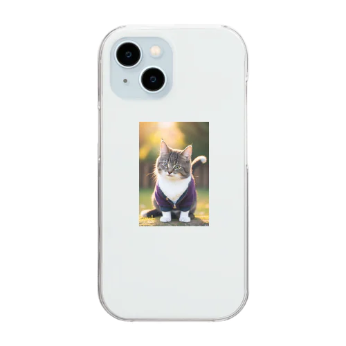 小首をかしげるかわいい猫 Clear Smartphone Case
