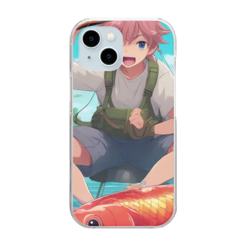 釣り好き男子 Clear Smartphone Case