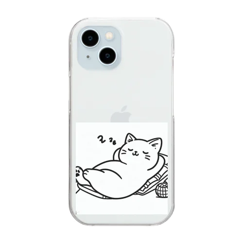 くつろぎ猫　モノクロライン Clear Smartphone Case