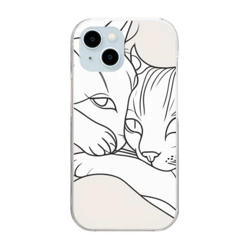 ハグする猫 Clear Smartphone Case