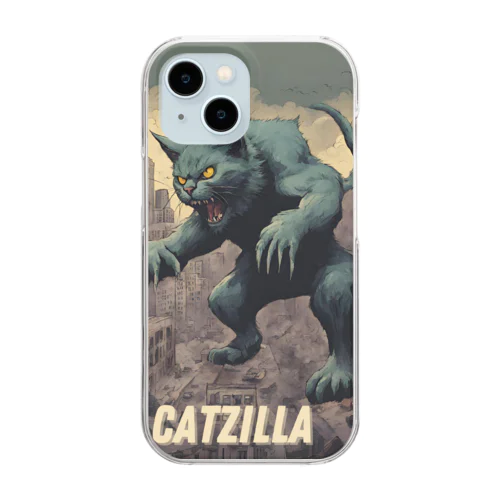 ゴジラになりたい猫 CATZILLA Clear Smartphone Case