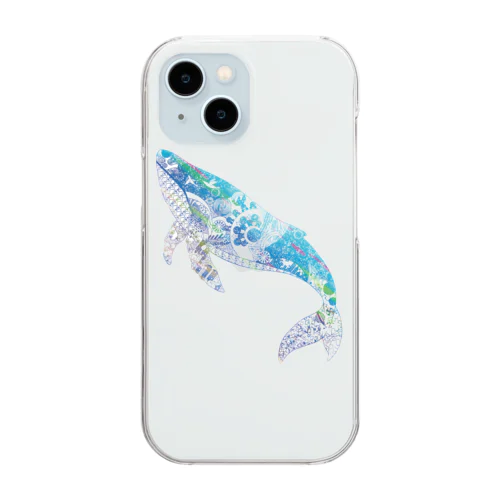 クジラの切り絵　天のまれびと Clear Smartphone Case