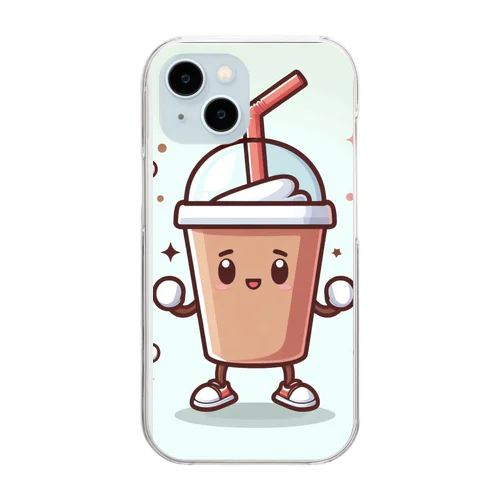 一緒に飲みたくなるかわいいドリンクのキャラクター Clear Smartphone Case