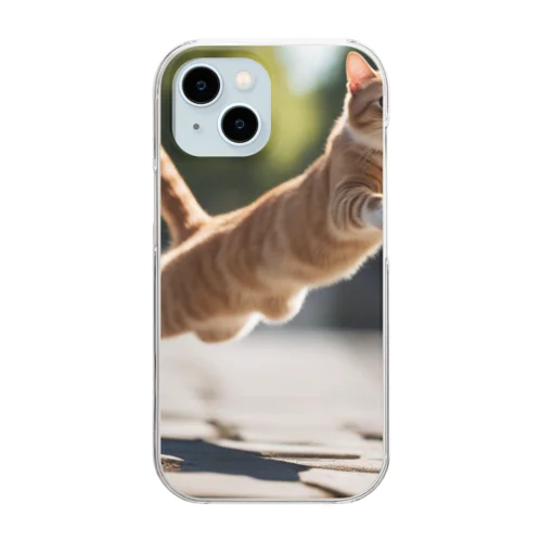 ジャンプする猫 Clear Smartphone Case