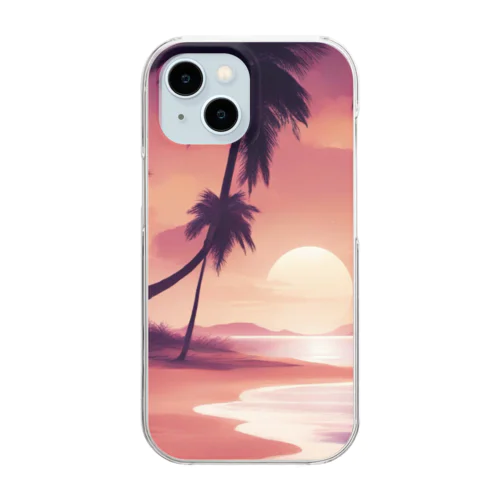 夕方の砂浜 Clear Smartphone Case