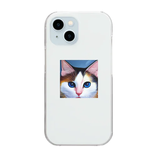 青い瞳の猫 Clear Smartphone Case