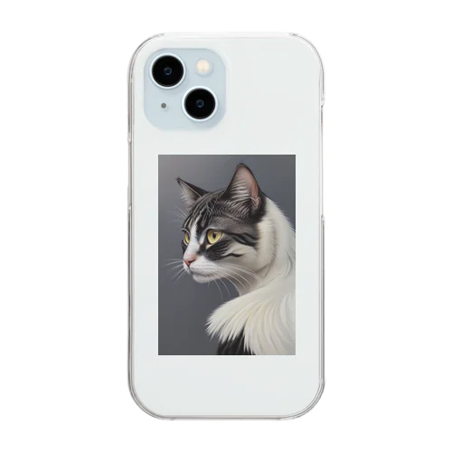 猫の横顔① Clear Smartphone Case