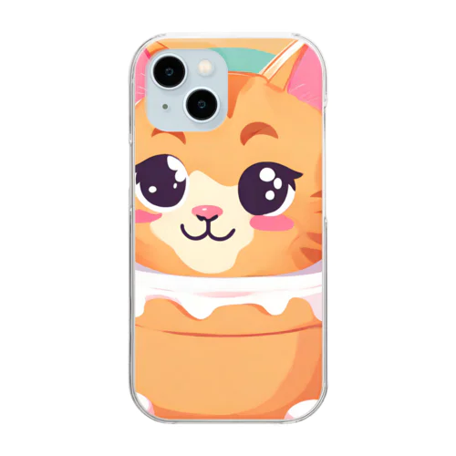 スイーツ大好きな子猫ちゃん Clear Smartphone Case