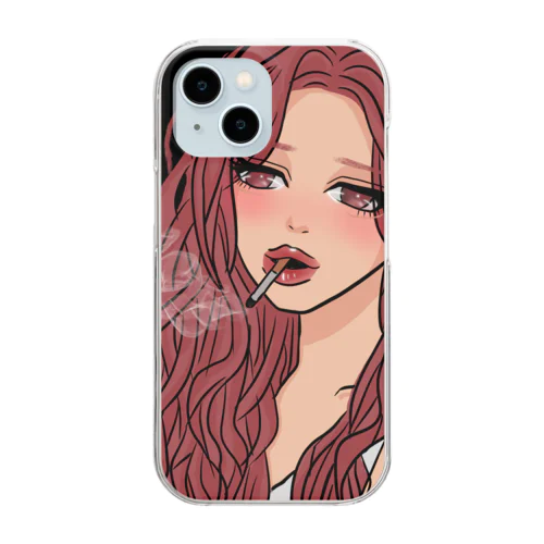 女の子タバコイラスト Clear Smartphone Case