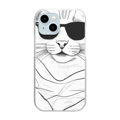 サングラスをかけてハンモックでくつろいでいる猫 Clear Smartphone Case