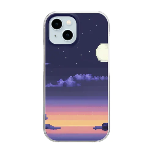 ピクセルと夜景の水面 Clear Smartphone Case