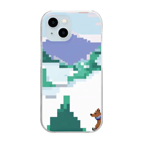 スキーをしている犬 Clear Smartphone Case