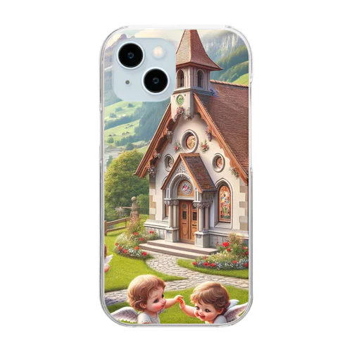 教会で遊んでる天使たち Clear Smartphone Case