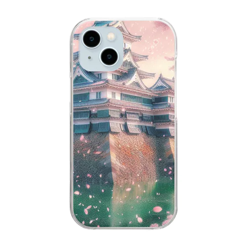 桜にお城 Clear Smartphone Case