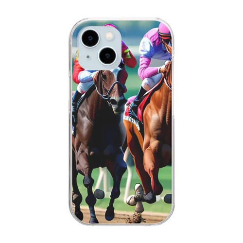 【競馬】熱狂的な大接戦が繰り広げられる瞬間！ Clear Smartphone Case