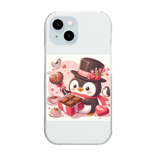 チョコプレゼンツペンギン Clear Smartphone Case