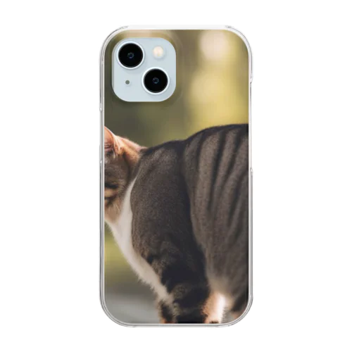 尻尾を立てて逃げようとしている猫 Clear Smartphone Case