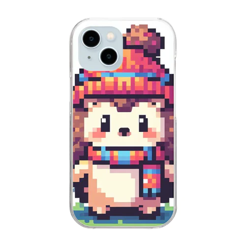 ドット絵防寒ハリネズミ Clear Smartphone Case