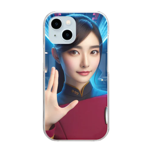 宇宙艦女性クルーのVULCAN SALUTE　制服赤 Clear Smartphone Case