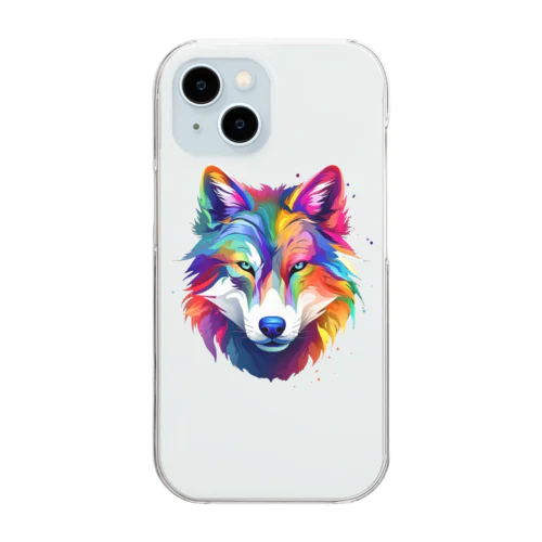 カラフルなおおかみ Clear Smartphone Case