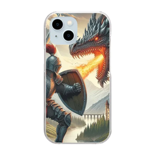 騎士とドラゴン Clear Smartphone Case