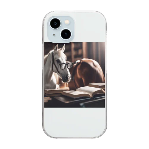 読書家の馬 Clear Smartphone Case