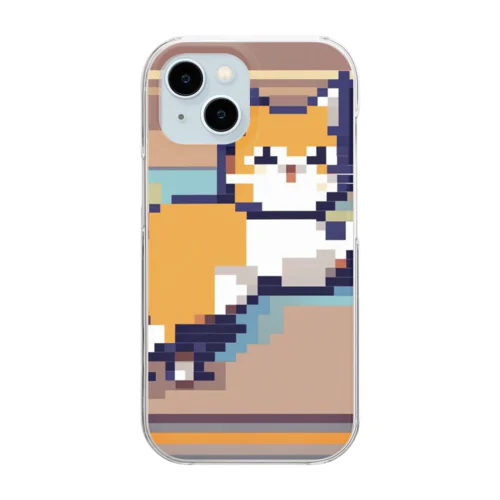 飛び掛かる猫 Clear Smartphone Case