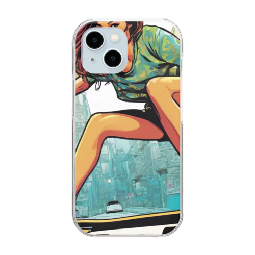 スケートボードをする女性 Clear Smartphone Case