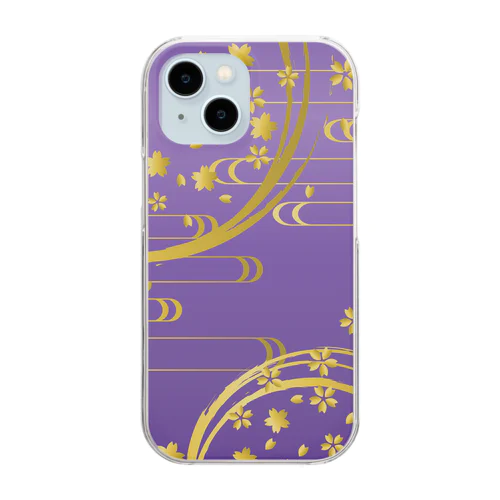黄金桜クリアスマホケース　紫 Clear Smartphone Case