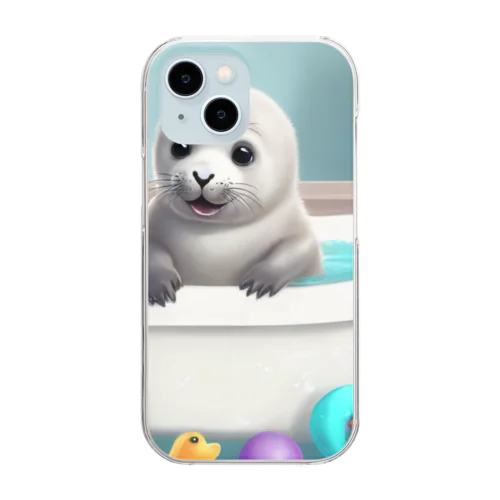 お風呂場のゴマアザラシの赤ちゃん Clear Smartphone Case