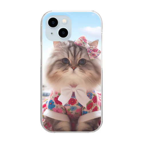 エッフェル塔と猫ちゃん Clear Smartphone Case