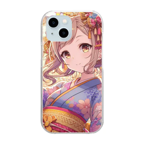 お祭りを楽しむ浴衣美少女 Clear Smartphone Case