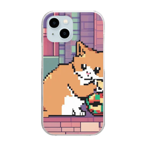 ひとり遊びを楽しむ猫 Clear Smartphone Case