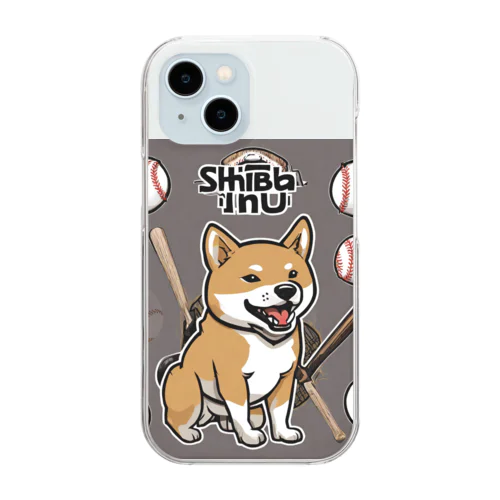 かわいい柴犬グッズ 野球 Clear Smartphone Case