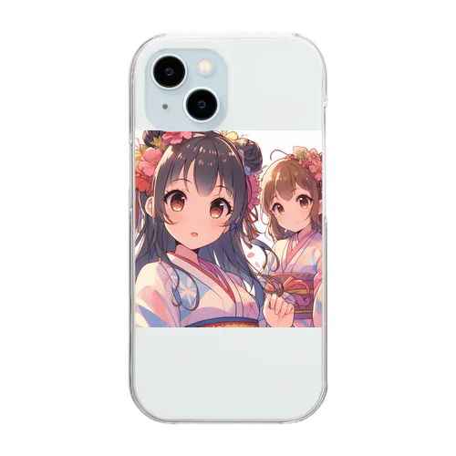 和服が似合う美人姉妹 Clear Smartphone Case