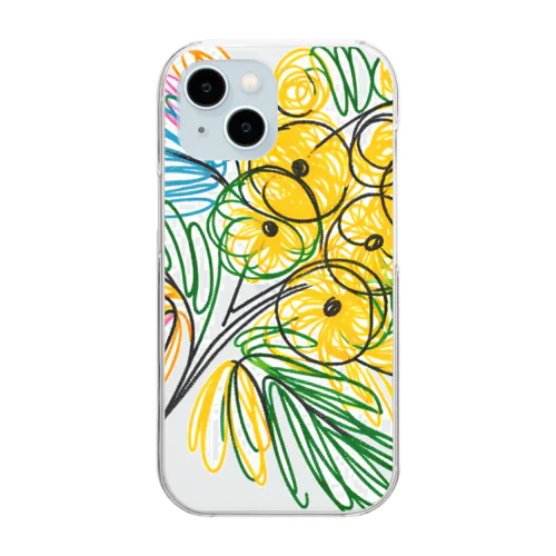 鮮やかなカラフルなミモザの花束 Clear Smartphone Case