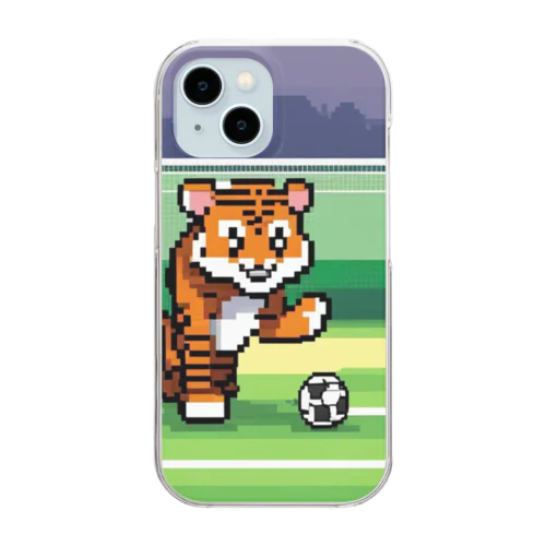 サッカーをしているトラ Clear Smartphone Case