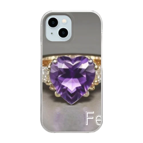 Birthstone/heart-shaped ring/February Clear Smartphone Case