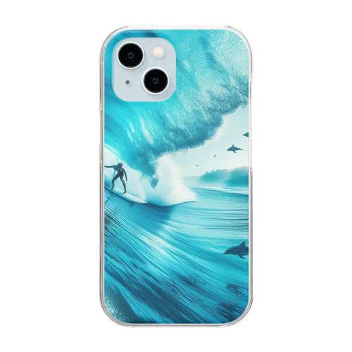 サーファーと海 Clear Smartphone Case