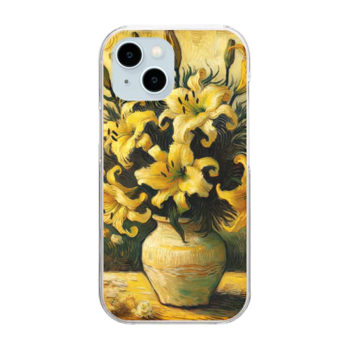 ゴッホ風「ユリ」 Lily Van Gogh style01 Clear Smartphone Case