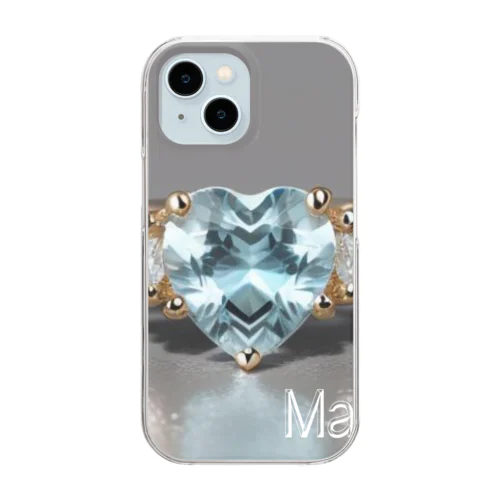 Birthstone/heart-shaped ring/March Clear Smartphone Case