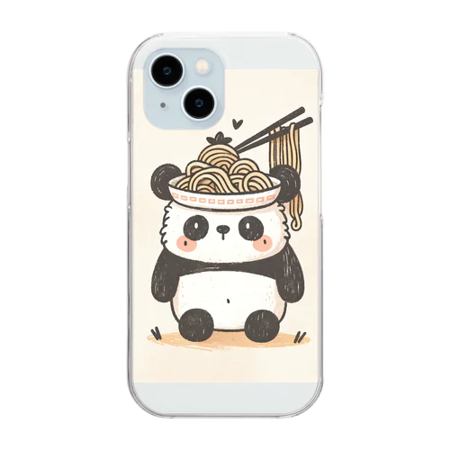 ふわふわパンダのラーメンワンダーランド Clear Smartphone Case