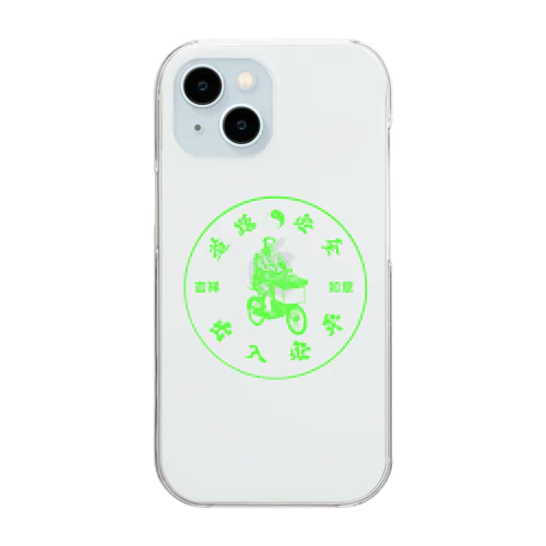 【蛍光緑】交通安全おじさん  Clear Smartphone Case