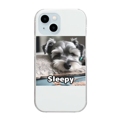 眠そうなミニチュア・シュナウザー Clear Smartphone Case