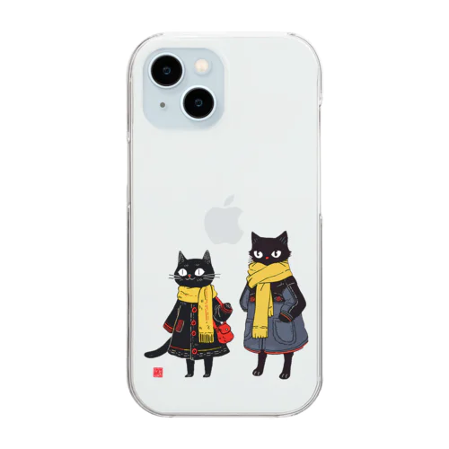 黒猫夫婦のお買い物 Clear Smartphone Case